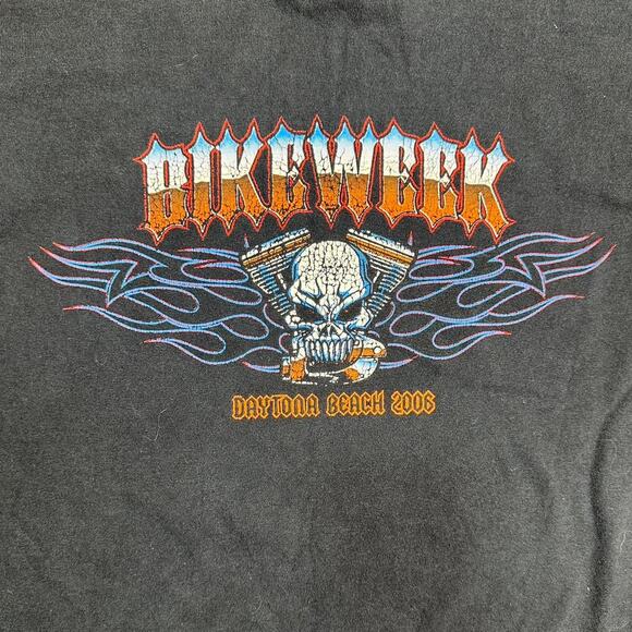 Vintage Y2K 2006 Front and Back Graphic Biker Tee Mens Large Daytona Beach Shirt - Picture 4 of 5